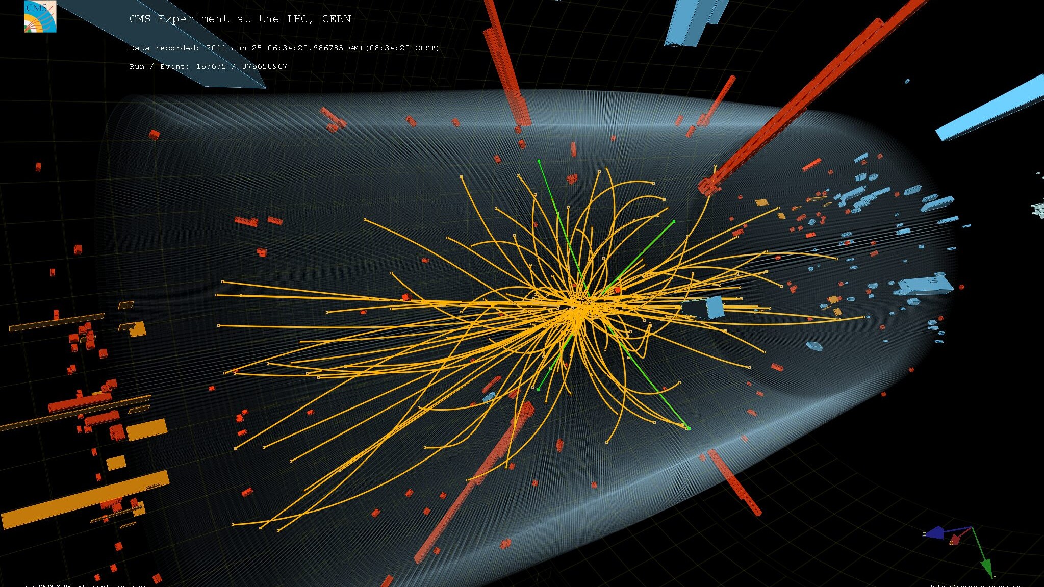 Collisione particelle in CMS (CERN)