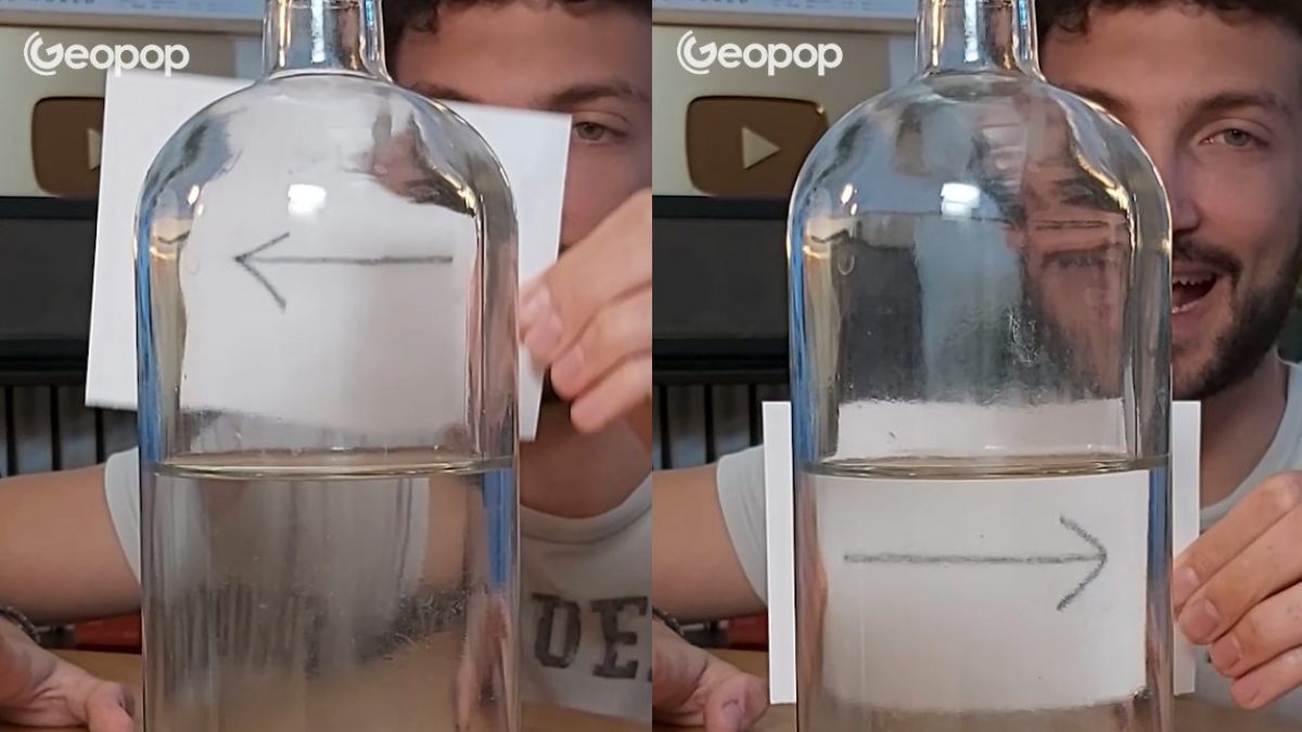 freccia bottiglia verso esperimento