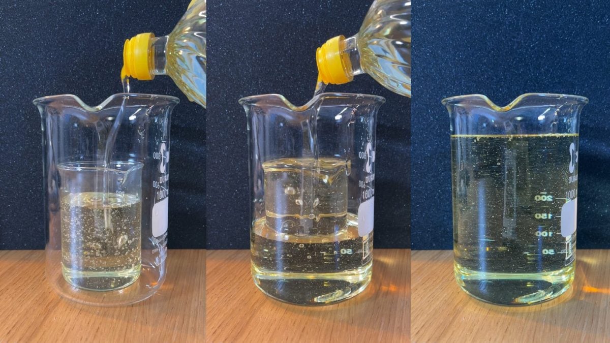Bicchiere invisibile olio vegetale becker