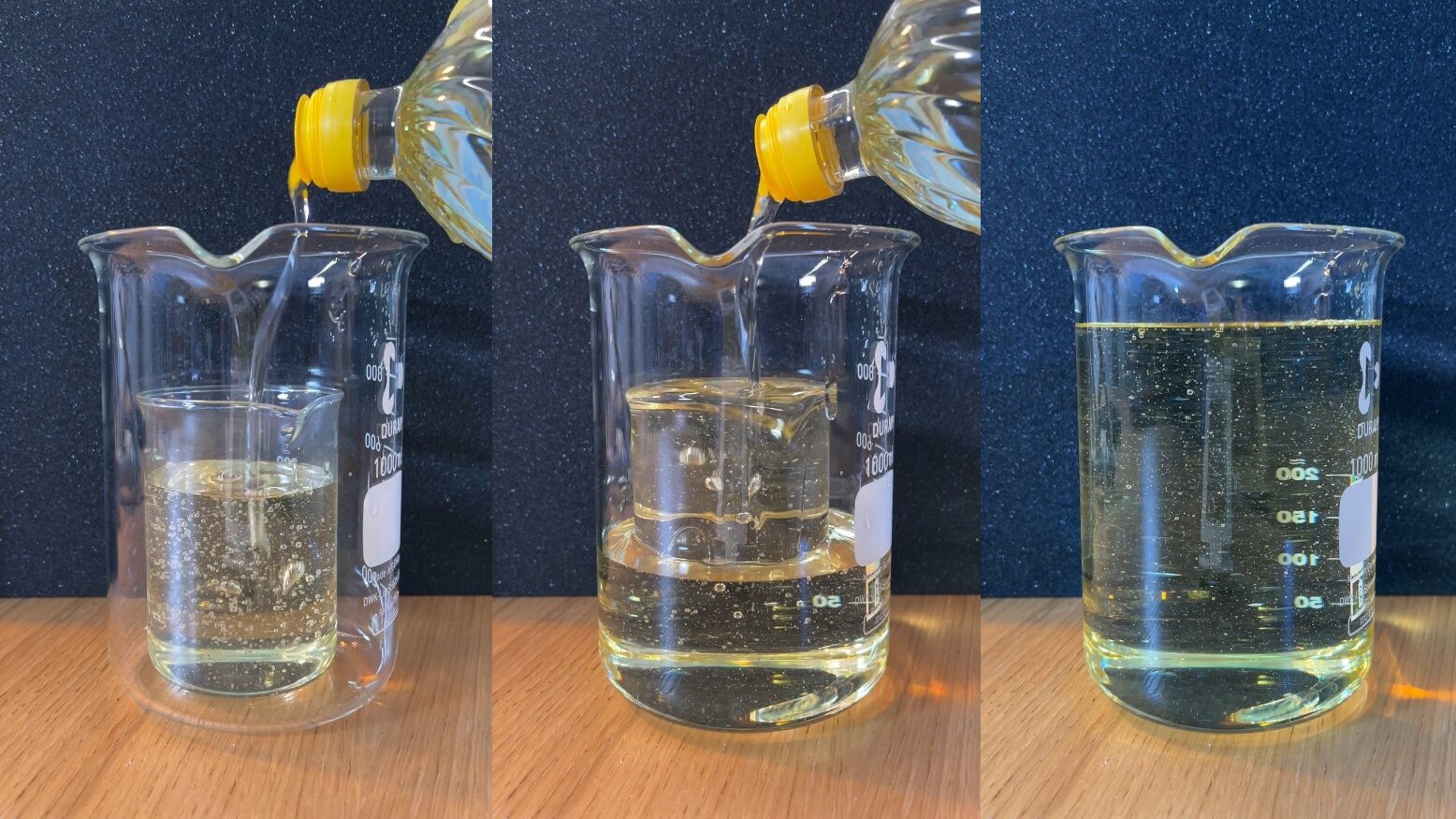 Bicchiere invisibile olio vegetale becker