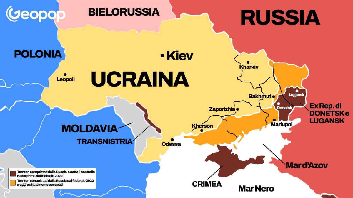 Mappa carta due anni guerra russia ucraina