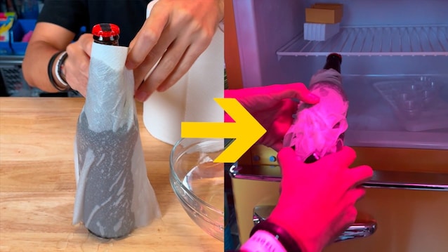 Metodo tovagliolo fazzoletto bagnato bottiglia di birra in freezer per raffreddare velocemente funziona davveroMetodo tovagliolo fazzoletto bagnato bottiglia di birra in freezer per raffreddare velocemente funziona davvero