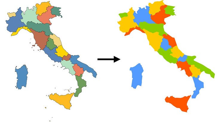 teorema dei quattro colori cartina italia