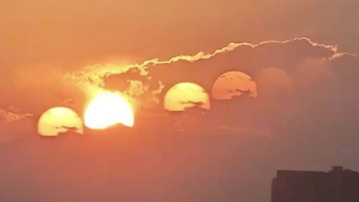 sette soli al tramonto in cina