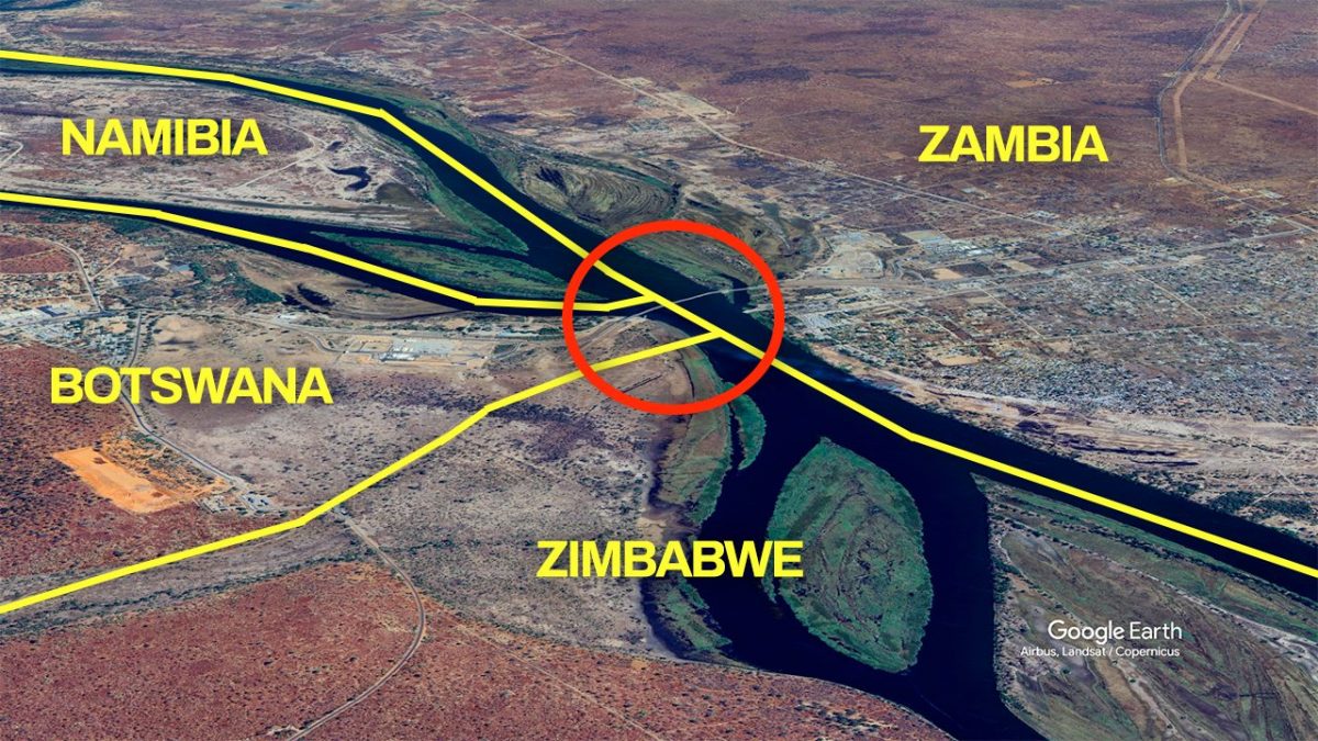 confine piu corto del mondo africa kazungula zambia botswana