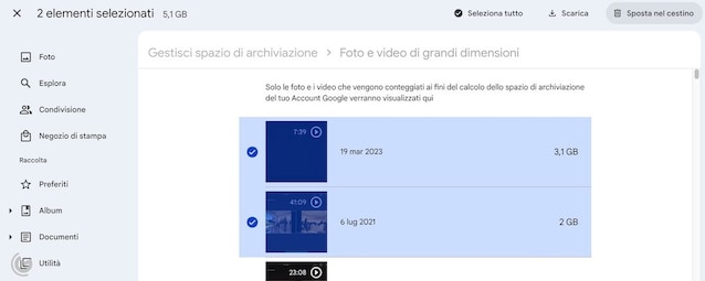 Come cancellare file pesanti su Google Foto