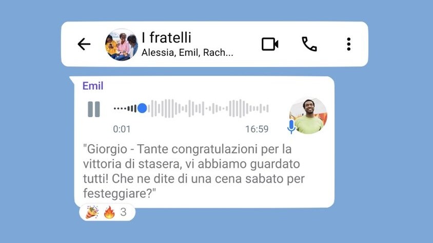 Esempio di trascrizione di un vocale su WhatsApp