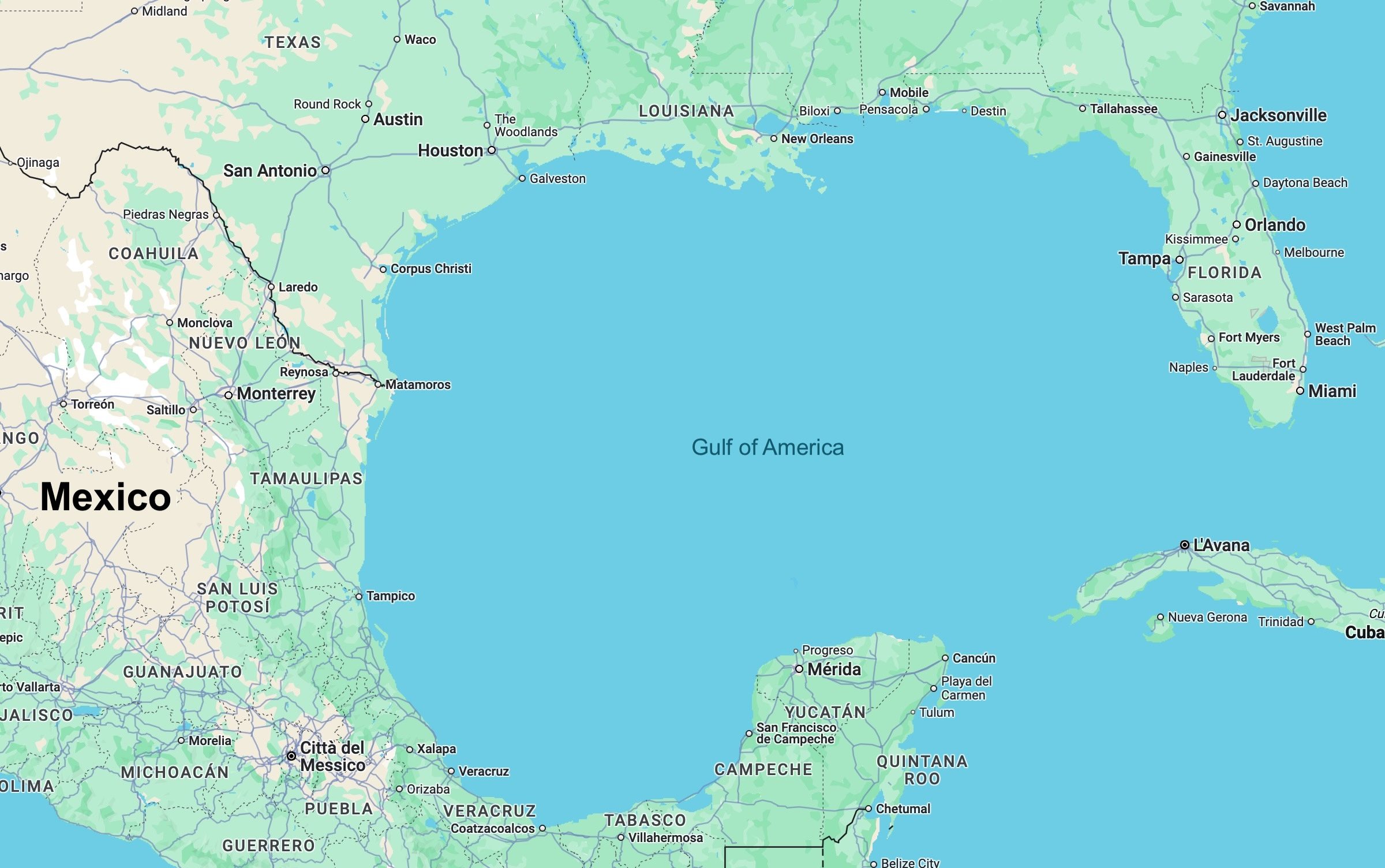 Golfo d'America su Google Maps USA