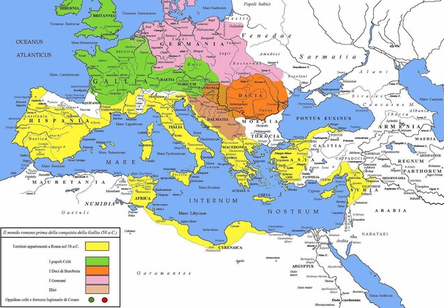 Roma e il territorio europeo al momento dell'inizio della campagna di Cesare