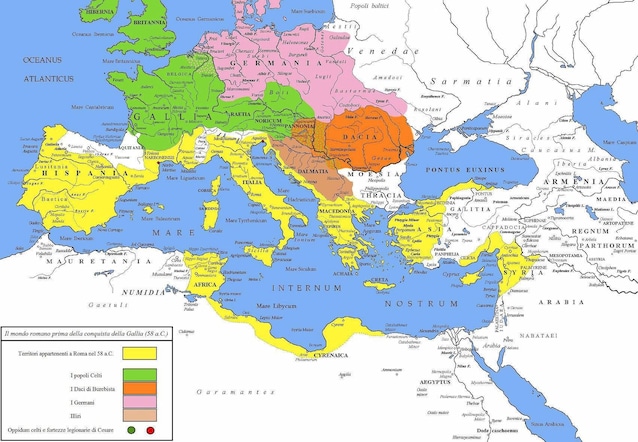Roma e il territorio europeo al momento dell'inizio della campagna di Cesare