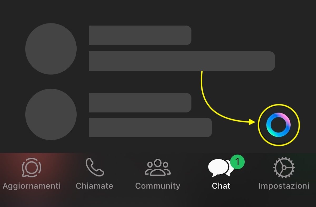 Tasto Meta AI su WhatsApp