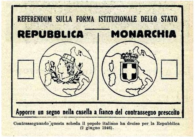 Riproduzionde della scheda del referendum istituzionale