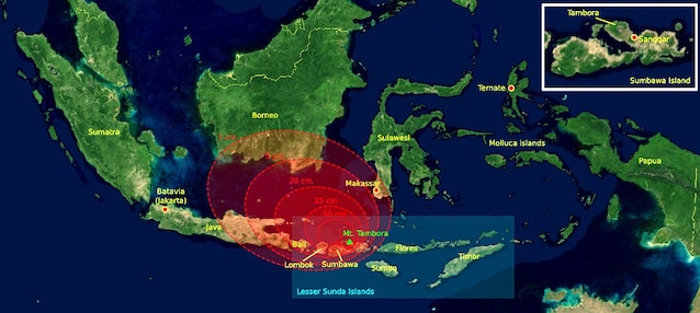 La dispersione delle ceneri nel 1815 (credit myself via Wikimedia Commons)
