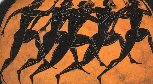 Scena di corsa su un vaso greco