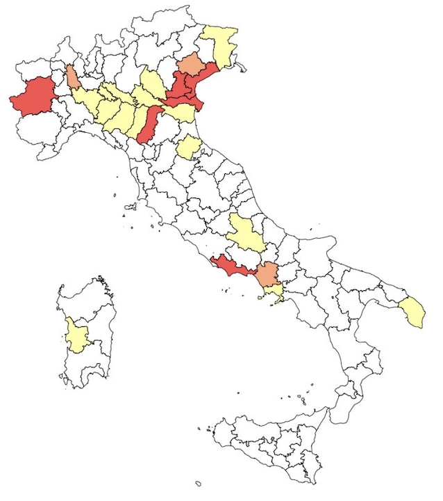 Mappa contagi bollettino 17-24 luglio