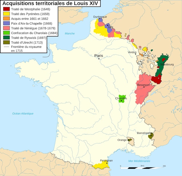 Acquisizioni territoriali di Luigi XIV (credit Flying PC via Wikimedia Commons)