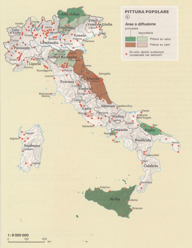 Diffusione degli ex voto in Italia (credit Touring Club Italiano via Wikimedia Commons)