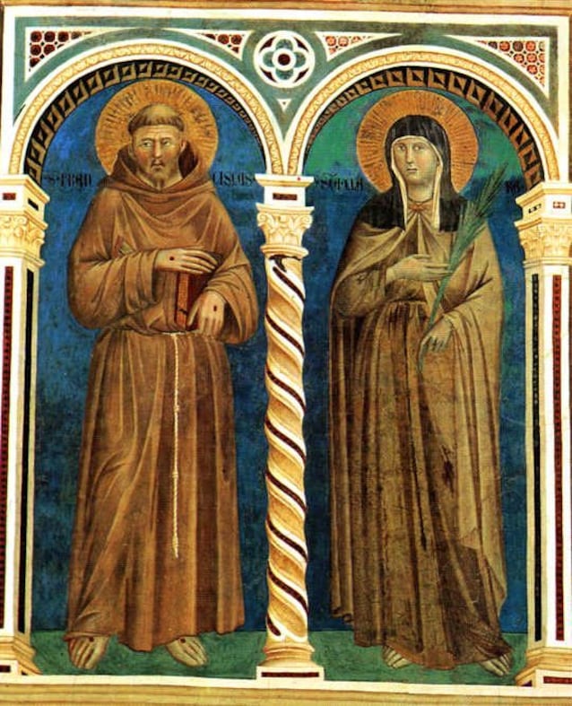 Due santi importanti. Francesco e Chiara d'Assisi (Wikimedia Commons)