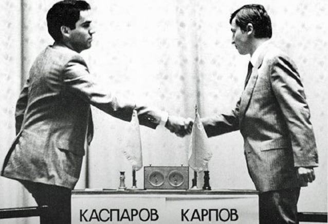 Garry Kasparov vs Anatoly Karpov world chess championship 1985. Wikimedia Commons