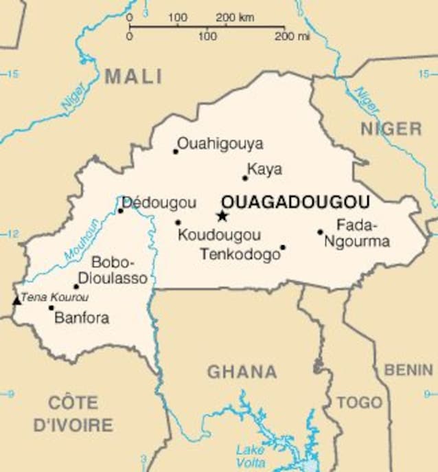 Mappa del Burkina Faso (Wikimedia Commons)