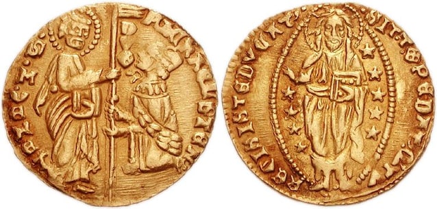 Ducato veneziano, XV secolo, Classical Numismatic Group (CNG), CC BY‑SA 2.5. Via Wikimedia Commons.