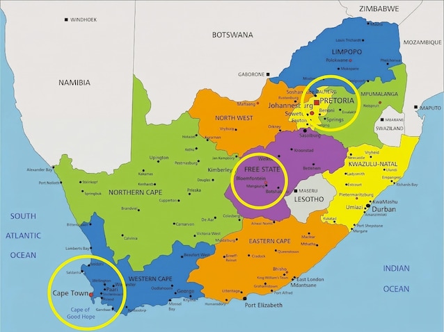 capitali-sudafrica-tre-mappa