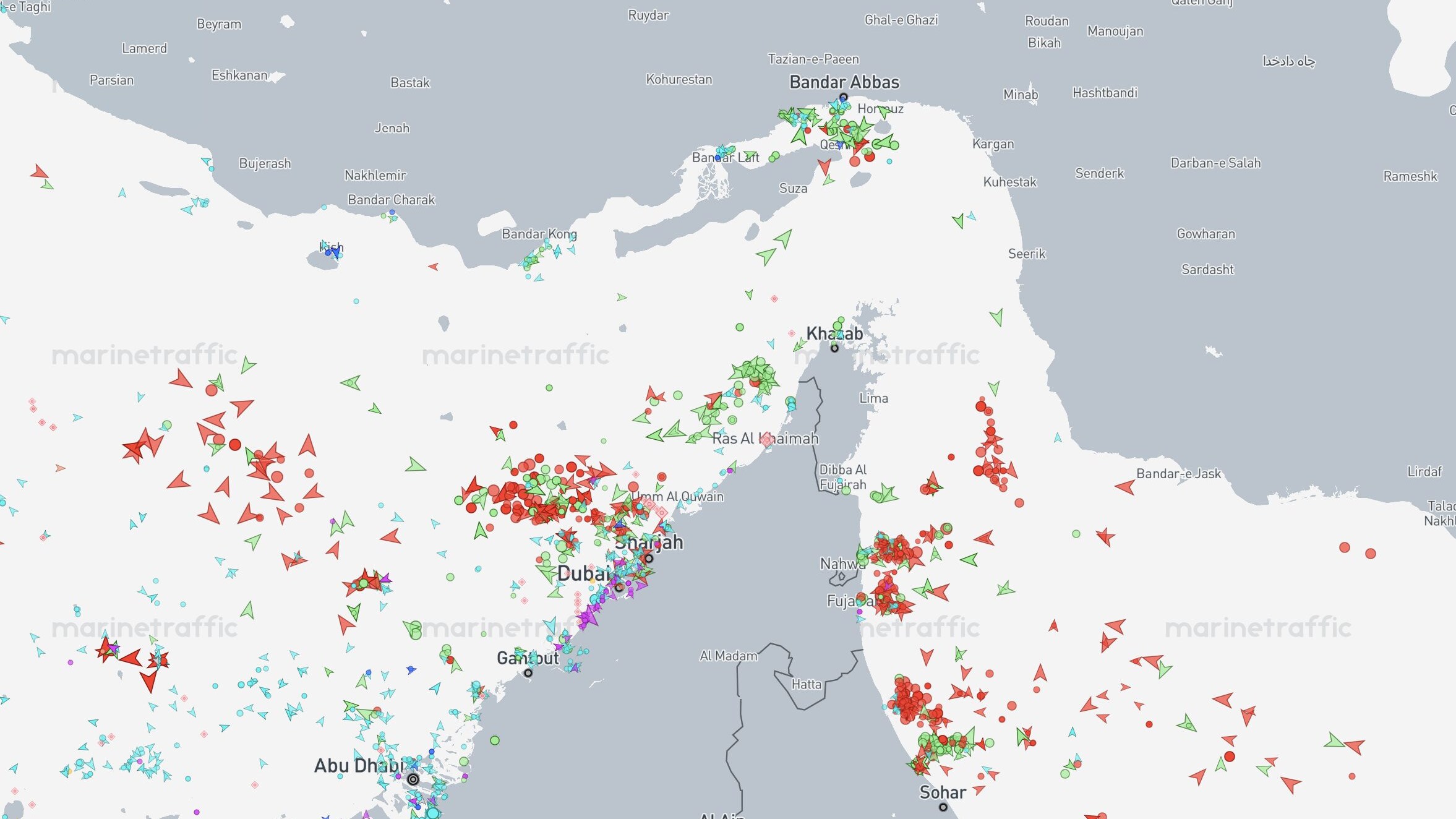 marine traffic stretto di hormuz