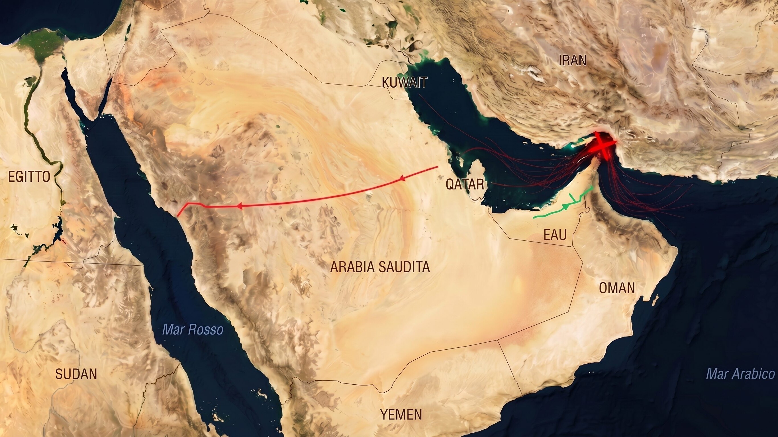 alternative stretto di hormuz oleodotti arabia saudita emirati