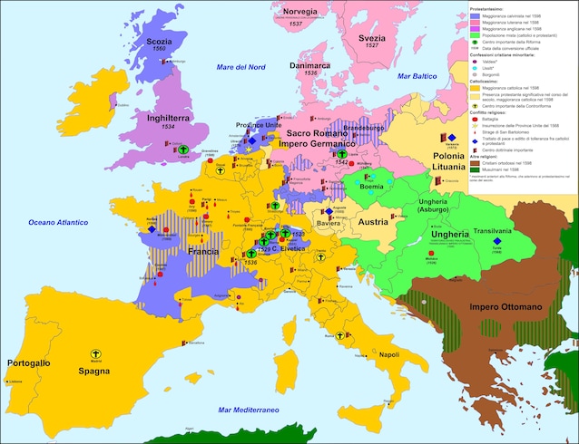 Religioni in Europa dopo la Riforma (credit CortoFrancese via Wikimedia Commons)