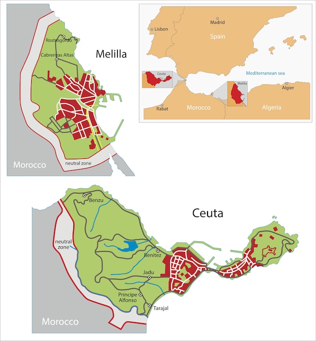 mappa ceuta melilla