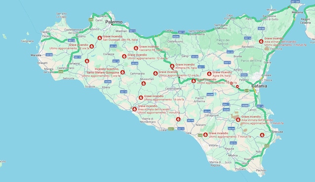 mappa incendi boschivi sicilia