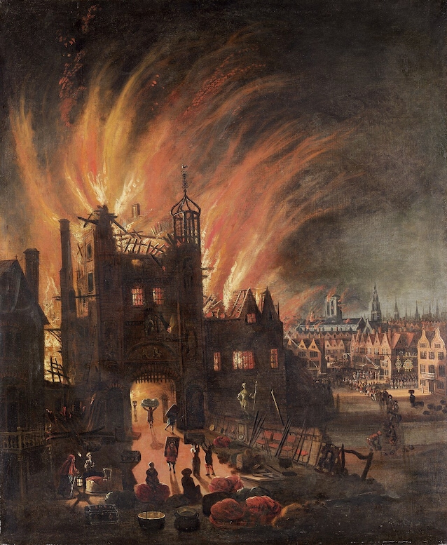 La cattedrale in fiamme (Wikimedia Commons)