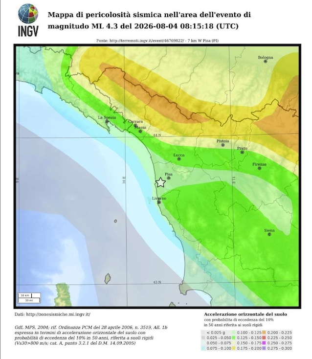 mappa pericolosità sismica toscana