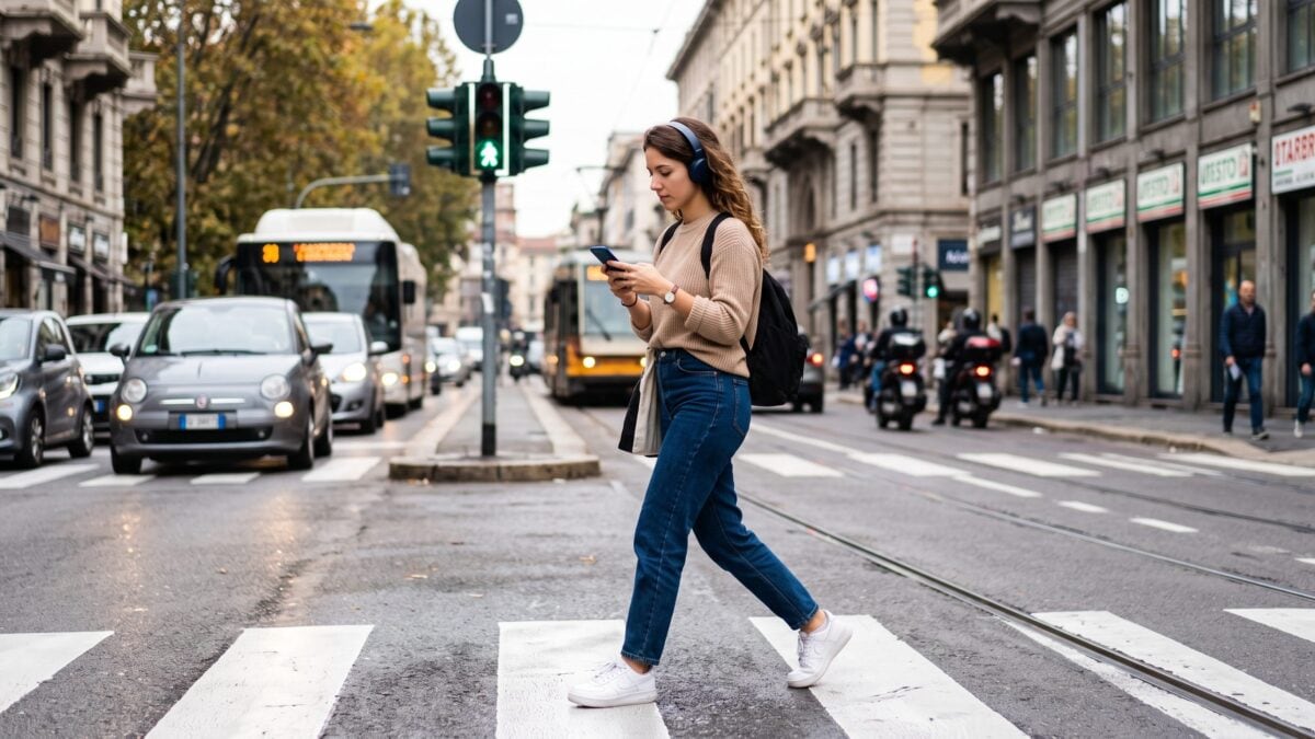 attraversamento pedoni smartphone multa