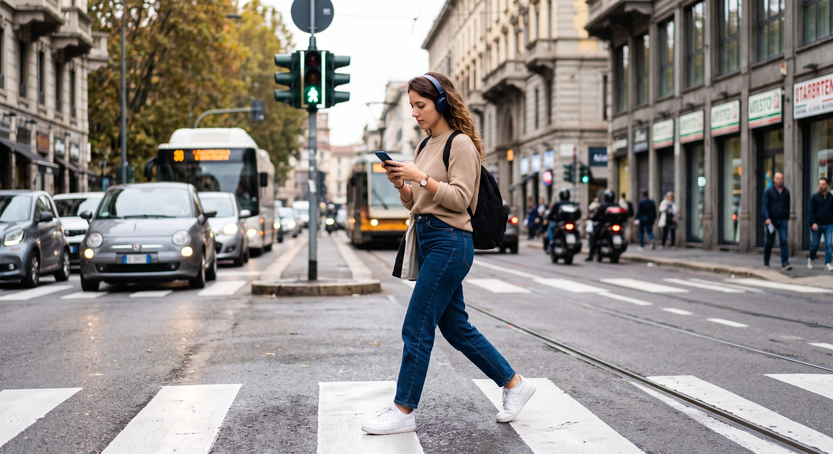 attraversamento pedoni smartphone multa