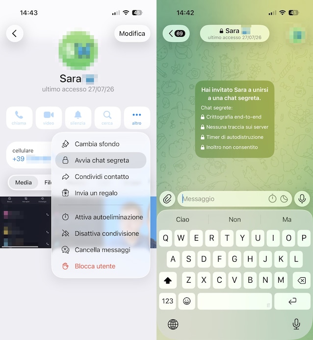 Come attivare chat segrete su Telegram.