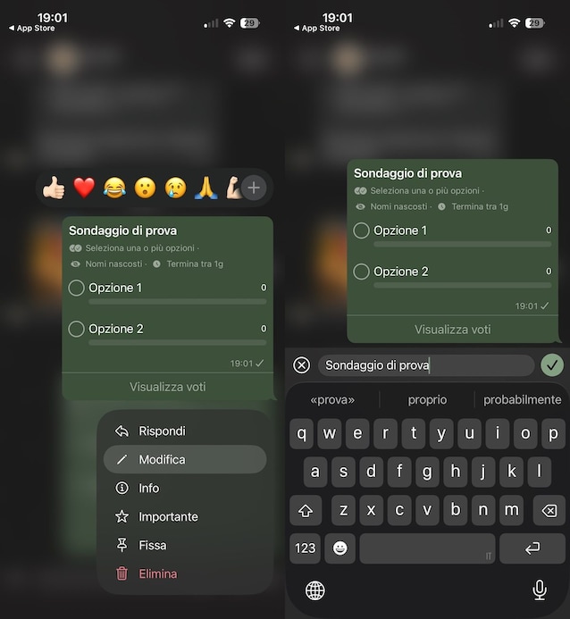 Come modificare sondaggio WhatsApp entro 15 minuti.