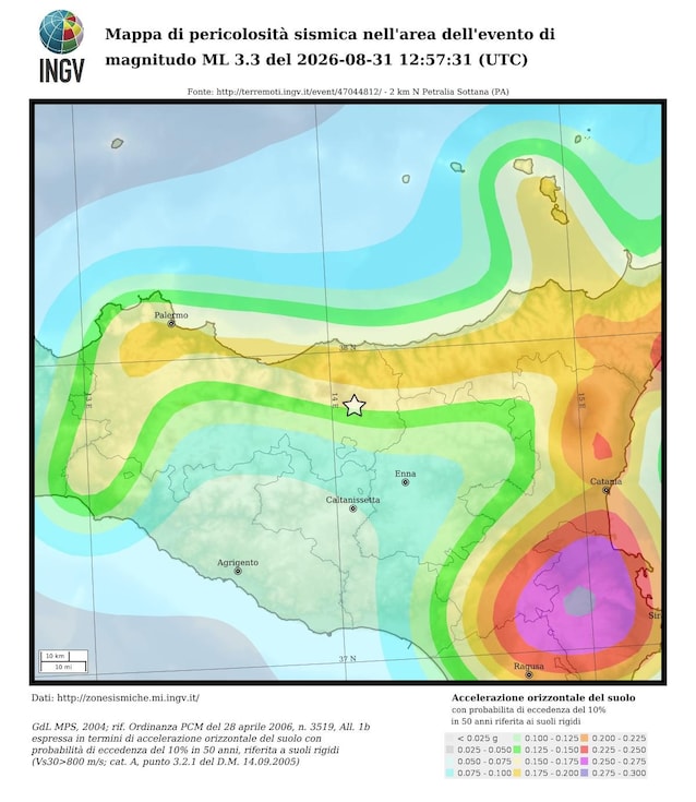 mappa pericolosità sismica siclia