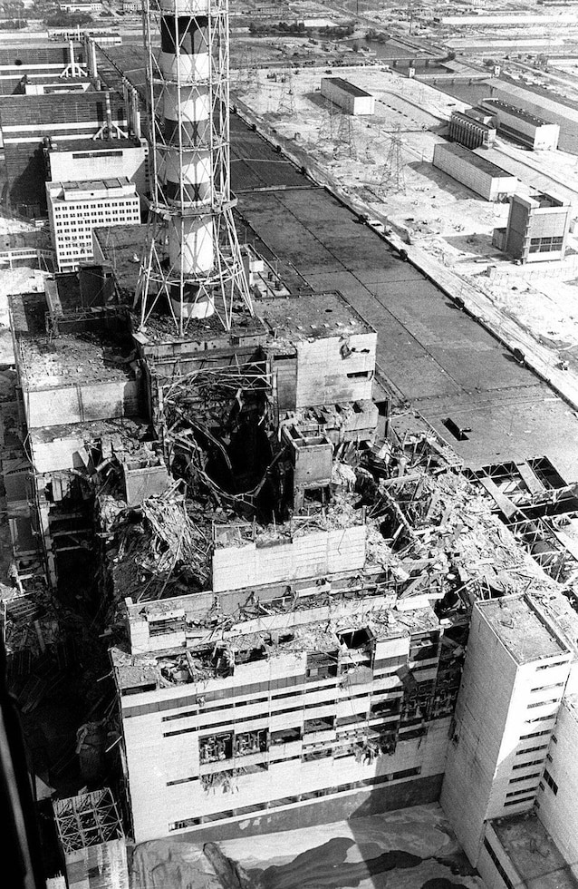 Il reattore di Chernobyl dopo l'esplosione