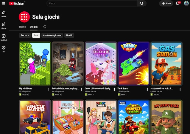 Come usare la sezione Sala giochi di YouTube da desktop.