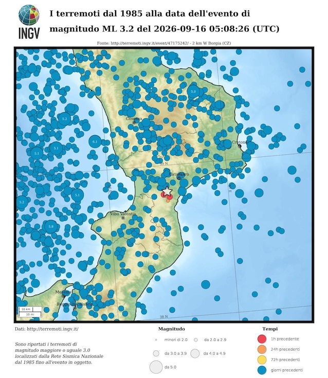 mappa terremoti calabria