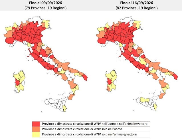 mappa west nile italia