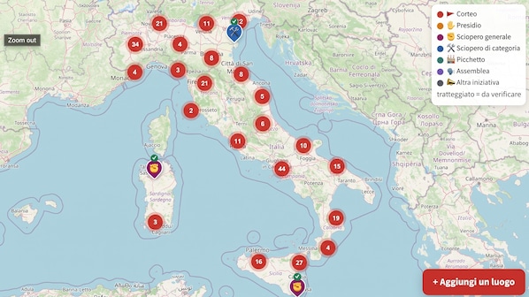 mappa proteste italia