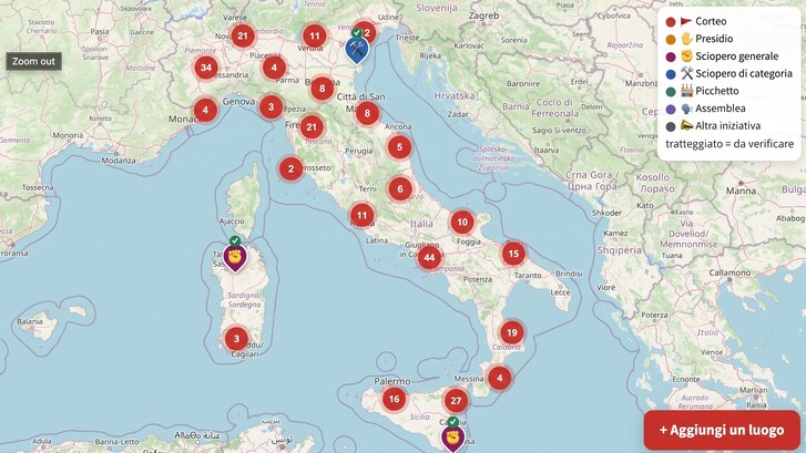 mappa proteste italia