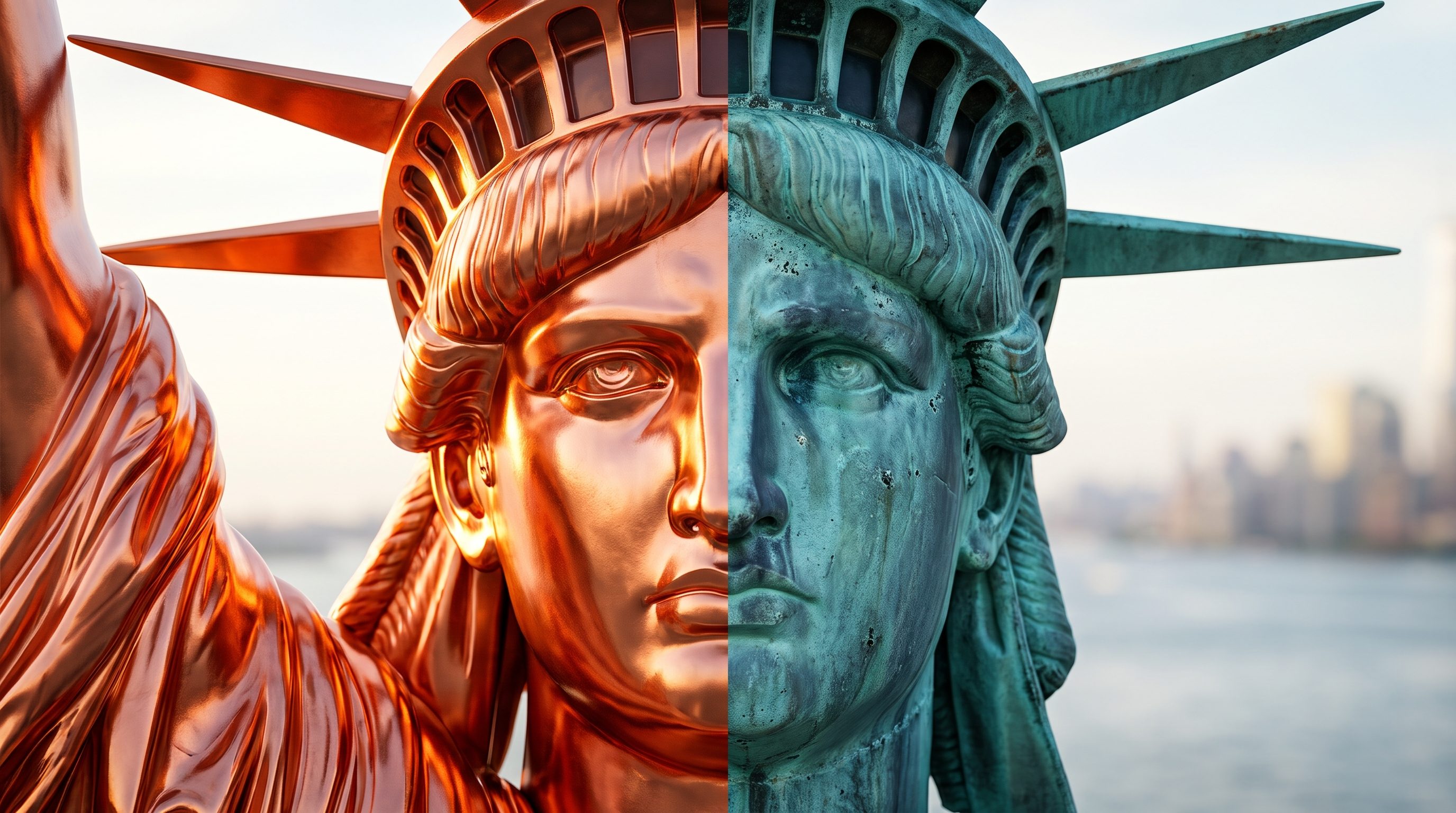 statua della libertà evoluzione cromatica